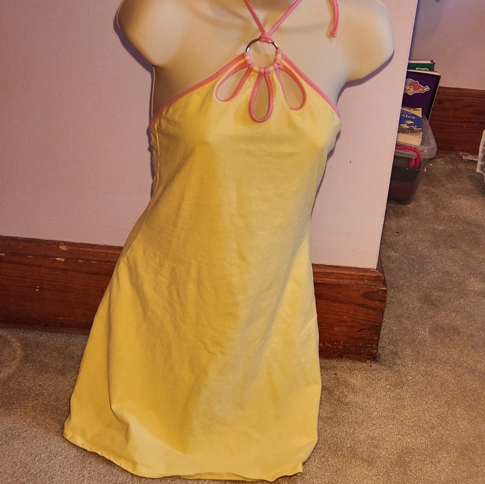 Yellow and pink sleeveless dress